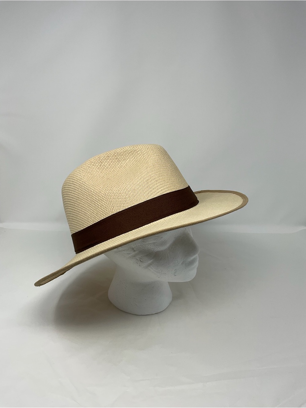 Unisex Straw Panama Hat with Brown Band